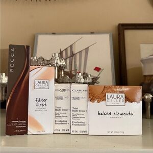 LUXURY Foundation Bundle for Medium-Dark Skin Tones BECCA, CLARINS, LAURA GELLER